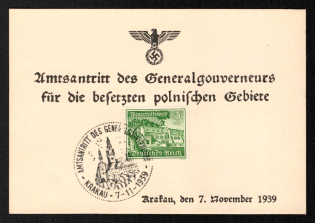 1939 'Starting Office of the General Governor for the Occupied Polish Areas', Propaganda Souvenir Sheet, Third Reich Nazi Germany