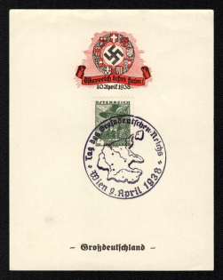 1938 'Greater Germany', Propaganda Souvenir Sheet, Third Reich Nazi Germany