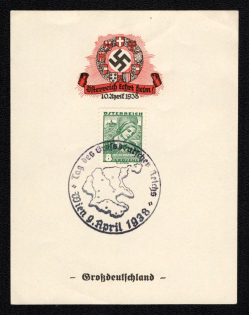 1938 'Greater Germany', Propaganda Souvenir Sheet, Third Reich Nazi Germany