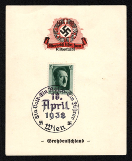 1938 'Greater Germany', Propaganda Souvenir Sheet, Third Reich Nazi Germany