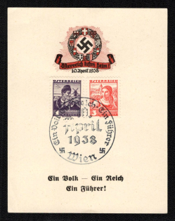 1938 'A People a Leader a Guide!', Propaganda Souvenir Sheet, Third Reich Nazi Germany