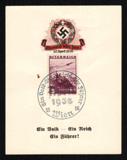 1938 'A People a Leader a Guide!', Propaganda Souvenir Sheet, Third Reich Nazi Germany