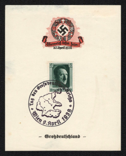 1938 'Osterreich Returns! April 10, 1938', Propaganda Souvenir Sheet, Third Reich Nazi Germany