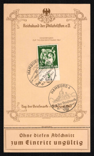 1941 'Reichsbund of the Philatelists Day of the Stamp', Propaganda Souvenir Sheet, Third Reich Nazi Germany