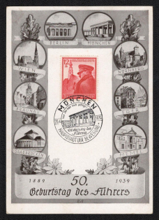 1939 'Birthday of the Leader', Propaganda Souvenir Sheet, Third Reich Nazi Germany