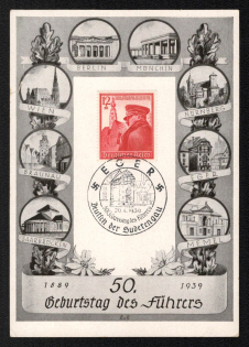 1939 'Birthday of the Leader', Propaganda Souvenir Sheet, Third Reich Nazi Germany