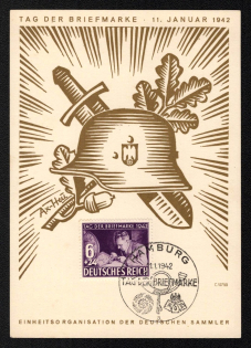 1942 'Day of the Stamp January 1942 Unit Organization of German Collectors', Propaganda Souvenir Sheet, Third Reich Nazi Germany