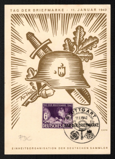 1942 'Day of the Stamp 1942', Propaganda Souvenir Sheet, Third Reich Nazi Germany