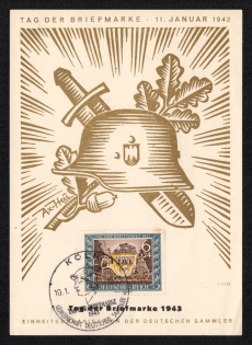 1943 'Day of the Stamp January 11, 1942 Unit Organization of the German Collectors', Propaganda Souvenir Sheet, Third Reich Nazi Germany