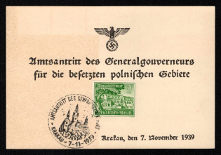 1939 'Starting Office of the General Governor for the Occupied Polish Areas', Propaganda Souvenir Sheet, Third Reich Nazi Germany