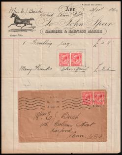 1924 (3 Oct) Great Britain, Saddler & Harness Maker, Check Sheet, franked with pairs 1p