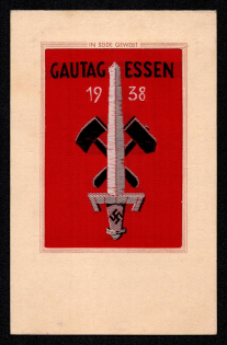 1938 Rare knitted postcard 'In Silk Gifted Gaut Lunch in 1938', Propaganda Postcard, Third Reich Nazi Germany