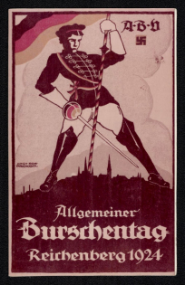 1924 Rare Early Nazi Propaganda 'General Burbiller Day Reichenberg 1924', Propaganda Postcard, Third Reich Nazi Germany