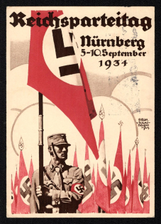 1934 'Reich Party Day Nuremberg 5-10 September 1934', Propaganda Postcard, Third Reich Nazi Germany