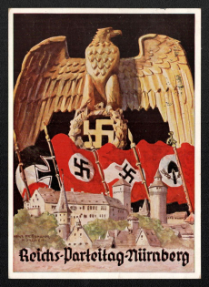 1935 'Reichs Party Conference Nernberg', Propaganda Postcard, Third Reich Nazi Germany