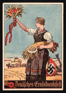 1936 'German Thanksgiving', Propaganda Postcard, Third Reich Nazi Germany