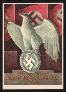 1937 'Nernberg Reigine Party Conference 1937', Propaganda Postcard, Third Reich Nazi Germany
