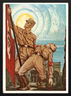 1938 'And Clock is So', Propaganda Postcard, Third Reich Nazi Germany