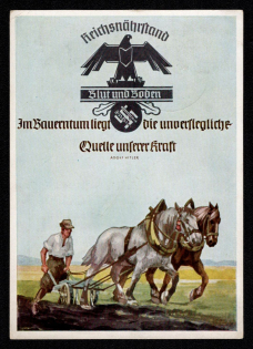 1939 'In the Peasantry, the Unreal Source of Our Strength Lies', Propaganda Postcard, Third Reich Nazi Germany