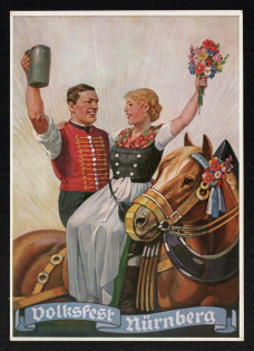 1937 'Volksfest Nuremberg', Propaganda Postcard, Third Reich Nazi Germany