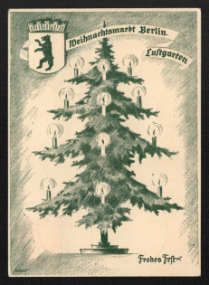 1937 'Christmas Market Berlin Air Garden Happy Festival', Propaganda Postcard, Third Reich Nazi Germany