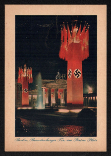 'Berlin, Brandenburg Gate, on Pariser Platz', Propaganda Postcard, Third Reich Nazi Germany