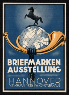 1935 'Stamp Exhibition Hannover from 11-19 May 1935 in the Artist's House', Propaganda Postcard, Third Reich Nazi Germany