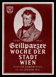 1941 'Grillparzer Week of the City of Vienna on the 150th Birthday 15-22 January 1941', Propaganda Postcard, Third Reich Nazi Germany