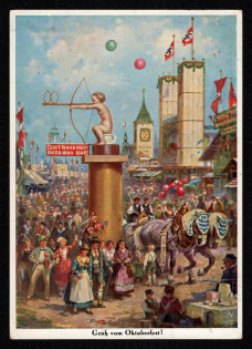 1938 'Greetings from Oktoberfest!', Propaganda Postcard, Third Reich Nazi Germany