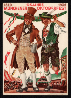 1935 '125 Years of the Munich Oktoberfest', Propaganda Postcard, Third Reich Nazi Germany