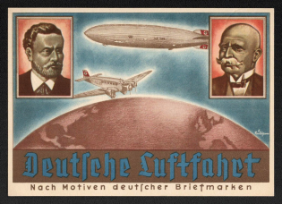 1936 'German Aviation According to Motifs of German Stamps', Propaganda Postcard, Third Reich Nazi Germany