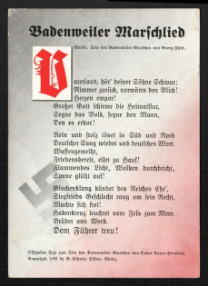 1933 'Badenweiler Marschied', Propaganda Postcard, Third Reich Nazi Germany