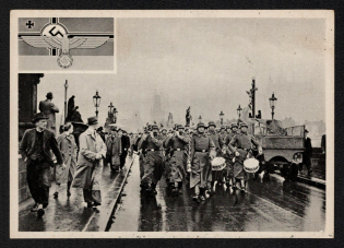 'Leibandarte Adolf Hitler in Prague', Propaganda Postcard, Third Reich Nazi Germany