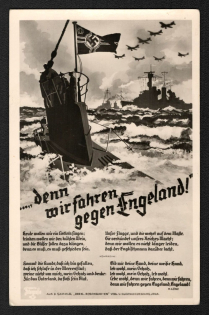 'Because We Drive Against Engeland!', Propaganda Postcard, Third Reich Nazi Germany