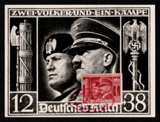 1941 'Two Volker and a Fight', Propaganda Postcard, Third Reich Nazi Germany