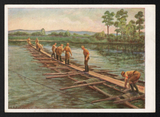 'We Build Bridges', Propaganda Postcard, Third Reich Nazi Germany