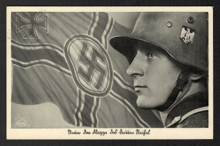 'Under the Flag of the Third Reich', Propaganda Postcard, Third Reich Nazi Germany