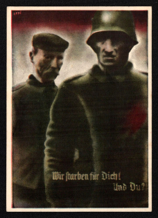 1935 'We Died for You! And You', Propaganda Postcard, Third Reich Nazi Germany