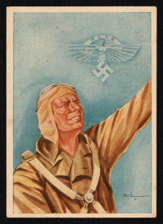 1943 'The Nazi Flying Corps Calls for the Youth to Serve in Aviation', Propaganda Postcard, Third Reich Nazi Germany
