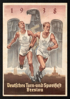 1938 'German Gymnastics and Sports Festival Wroclaw', Propaganda Postcard, Third Reich Nazi Germany