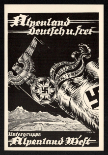 'Lower Group Alpenland West', Propaganda Postcard, Third Reich Nazi Germany