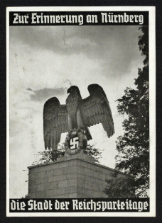 1937 'To Memory of Nuremberg the City of the Reich Party Day', Propaganda Postcard, Third Reich Nazi Germany