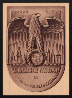 1942 'Krakow Nsdap Generalgouvernement', Propaganda Postcard, Third Reich Nazi Germany