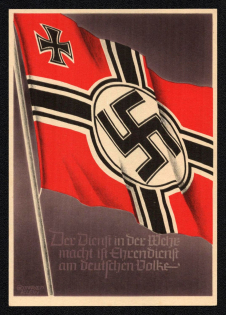 'The Service in the Woe is Honorary Service at the German People', Propaganda Postcard, Third Reich Nazi Germany