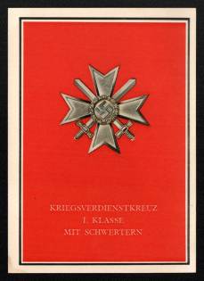 'War Merit Cross I. Class with Swords', Propaganda Postcard, Third Reich Nazi Germany
