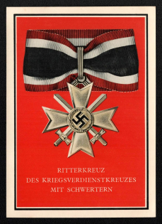'Knight's Cross of the War Merit Cross with Swords', Propaganda Postcard, Third Reich Nazi Germany
