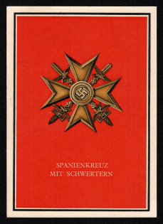 'Spain Cross With Swords', Propaganda Postcard, Third Reich Nazi Germany