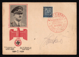 1939 'K 50. The Birthday of the Leader and Reich Chancellor Adolf Hitler', Propaganda Postcard, Third Reich Nazi Germany