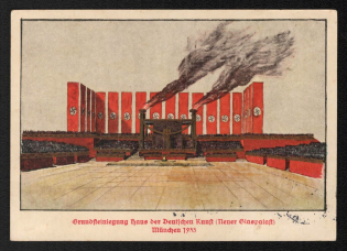 1933 'Laying the Foundation Stone Haus Der Deutsche Kunst (Nener Glaspalast) Munich 1933', Propaganda Postcard, Third Reich Nazi Germany