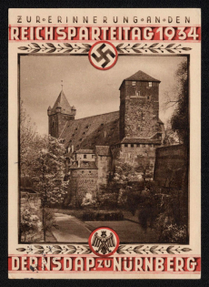 1934 'In Memory of the Reich Party Day 1934 the NSDAP in Nuremberg', Propaganda Postcard, Third Reich Nazi Germany